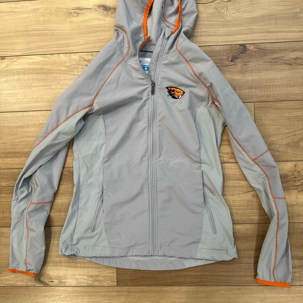 Columbia Women's Light Gray Utility Jacket with Orange Accents